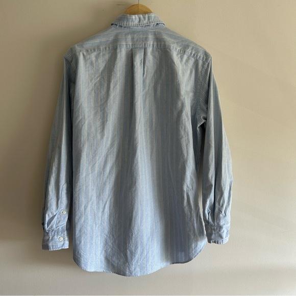 Vintage Ralph Lauren Cotton Blue Striped Button Down Shirt - Picture 2 of 6